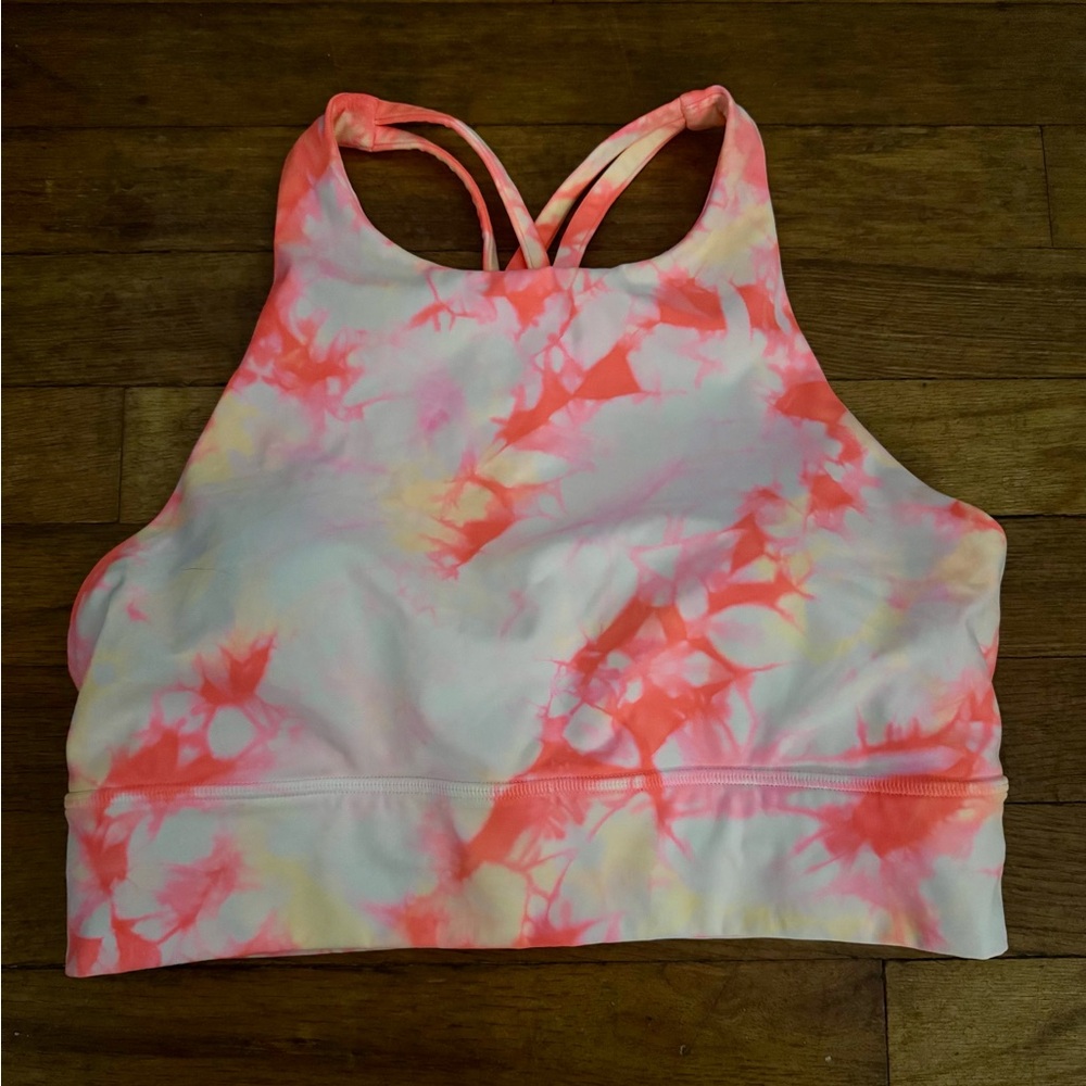 Lululemon Longline Energy Bra ~High Neck Orange Tye Dye ~ Size 10 ~